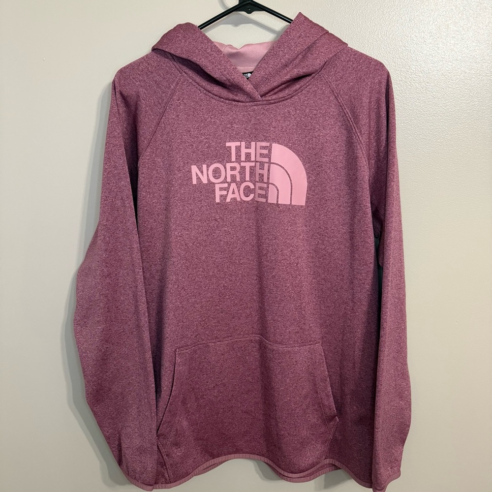 The North Face Mauve Pink Logo Graphic Lightweight Sweatshirt Athletic Hoodie XL